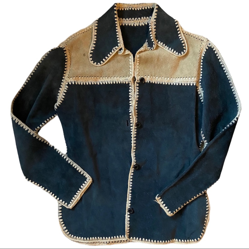 Vintage leather and suede shirt jacket